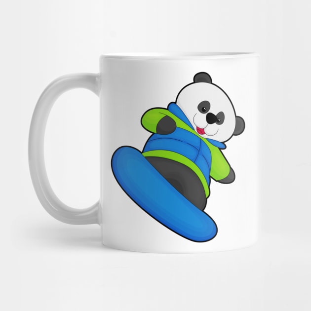 Panda as Snowboarder with Snowboard by Markus Schnabel